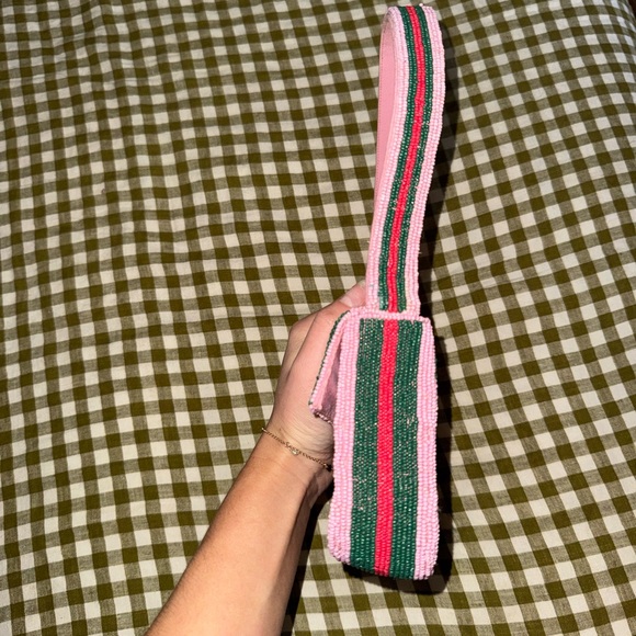 Anthropologie Pink and Green Beaded Bag - Picture 2 of 3